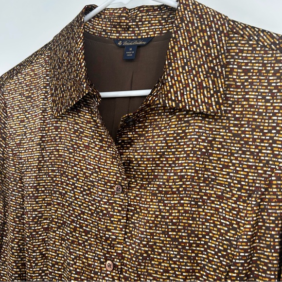Brooks Brothers Brown Collared‎ Shirt Dress Silk Blend Sz 14 Business Casual - Picture 2 of 10